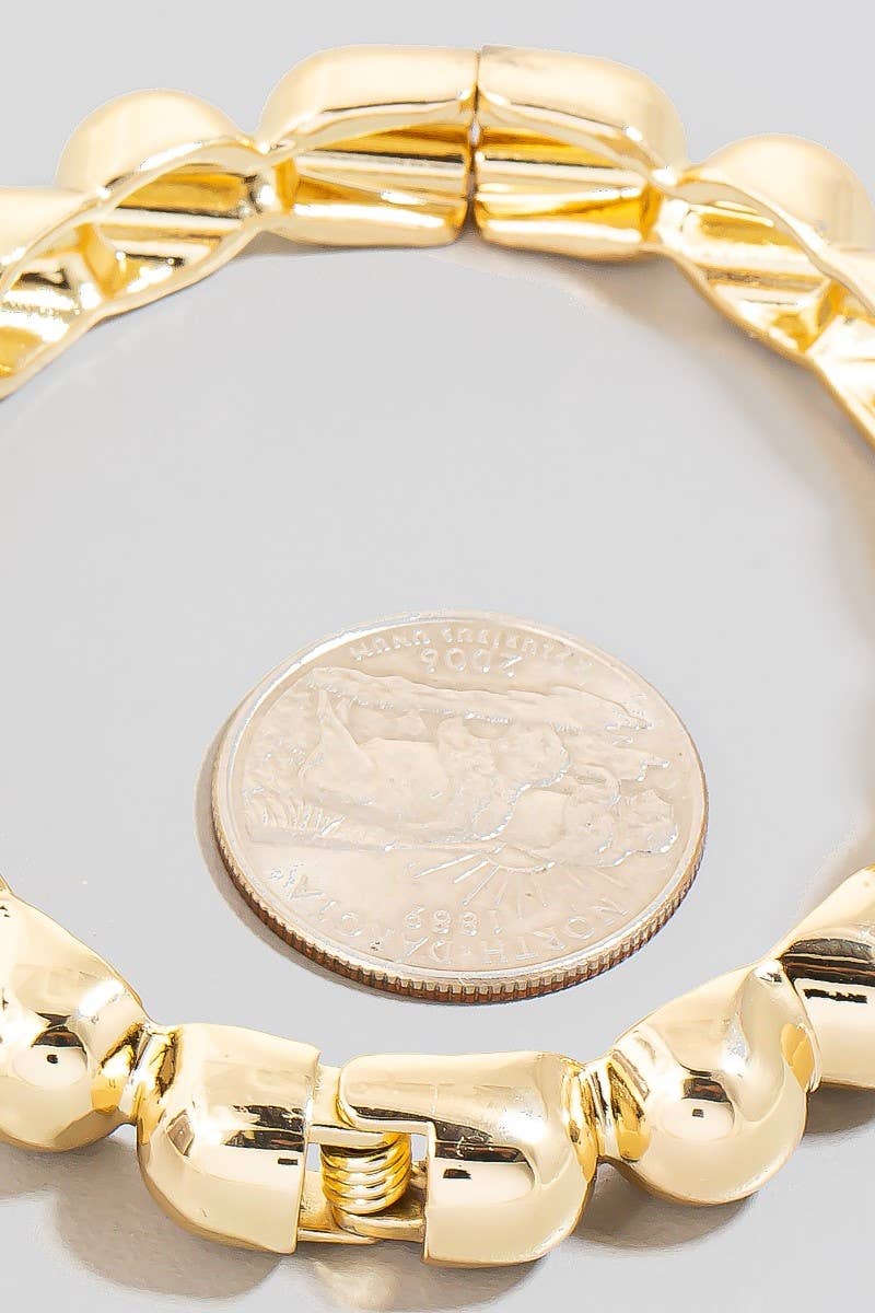 Puffy Metallic Hinge Bangle Bracelet