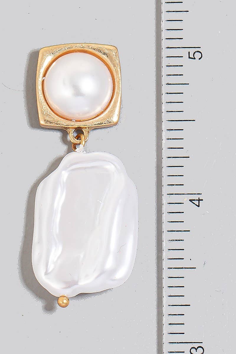 Pearl Charm And Stud Dangle Earrings