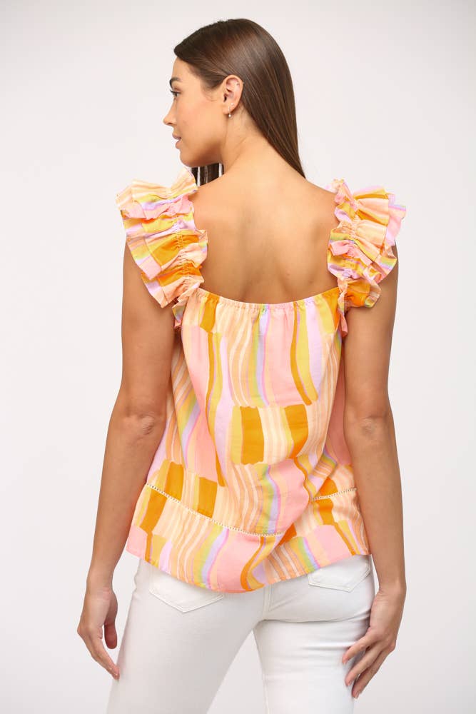 Waves Ruffled Top- FINAL SALE