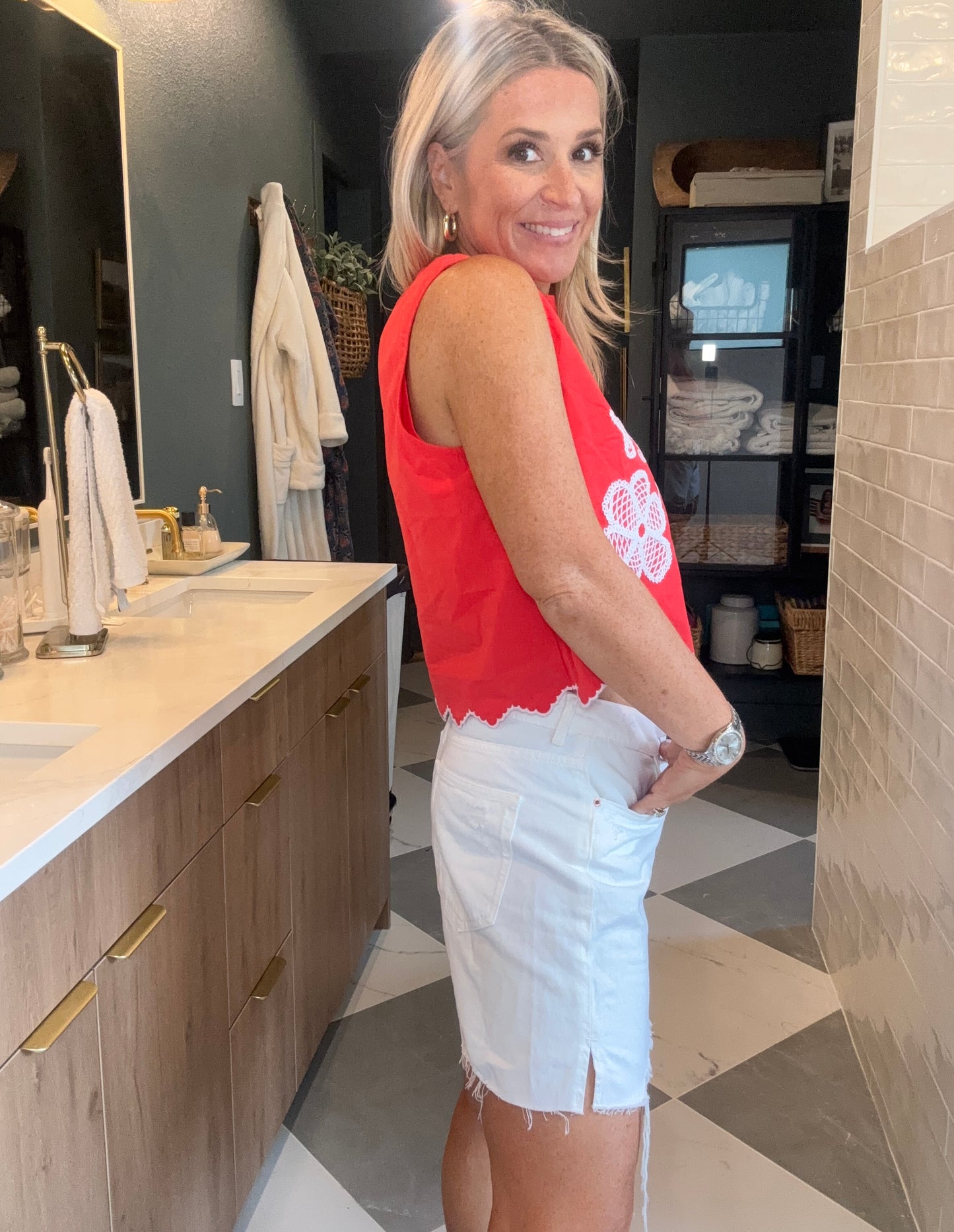 Coral and Floral Top- FINAL SALE