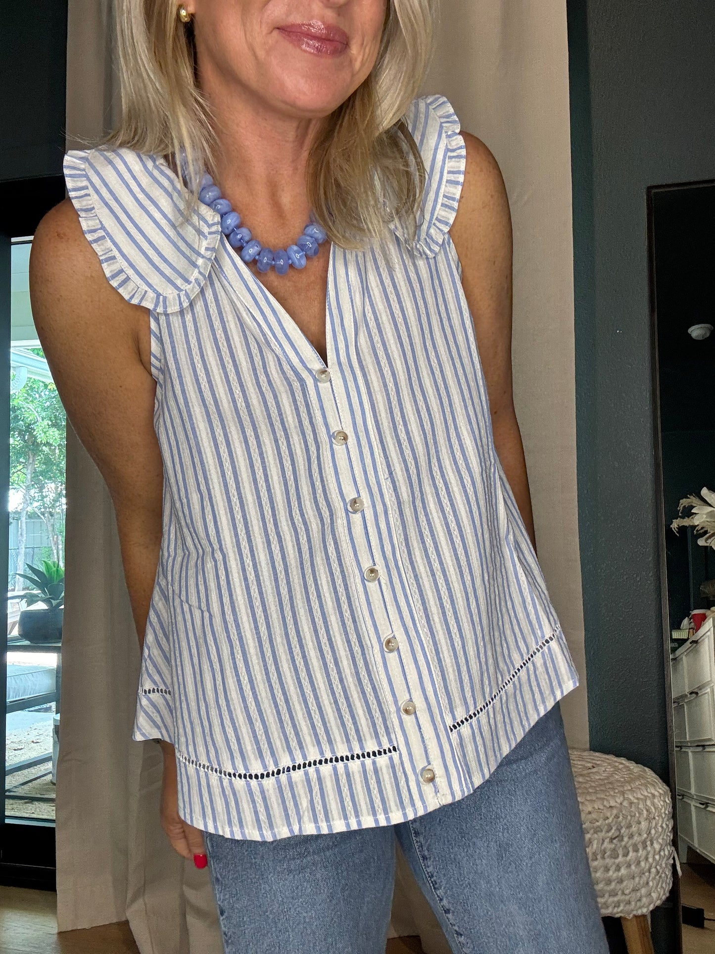 Chambray Striped Tank