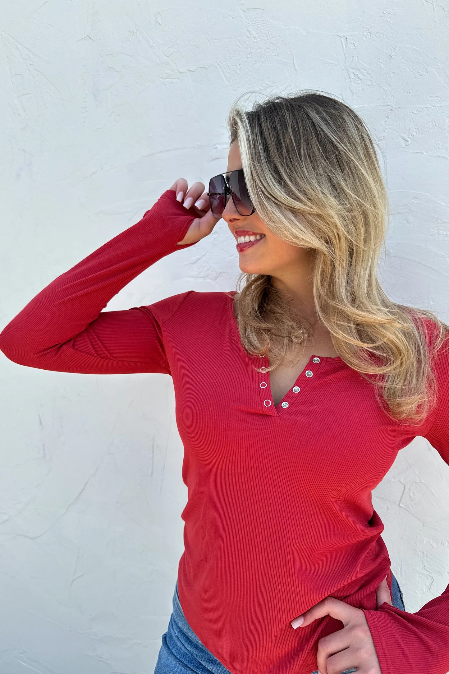 Brooklyn Snap Henley-FINAL SALE