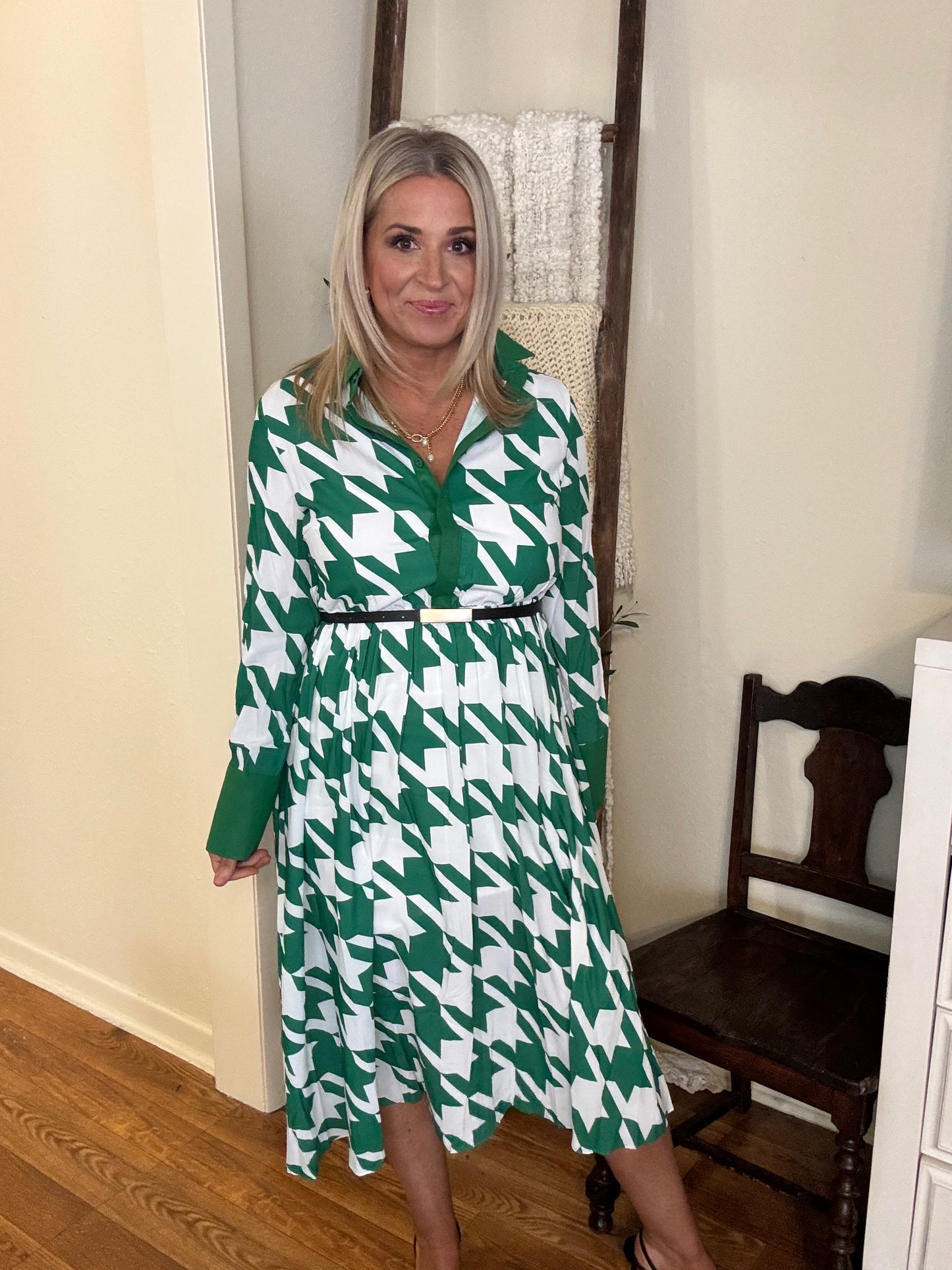 Houndstooth Midi Dress- FINAL SALE