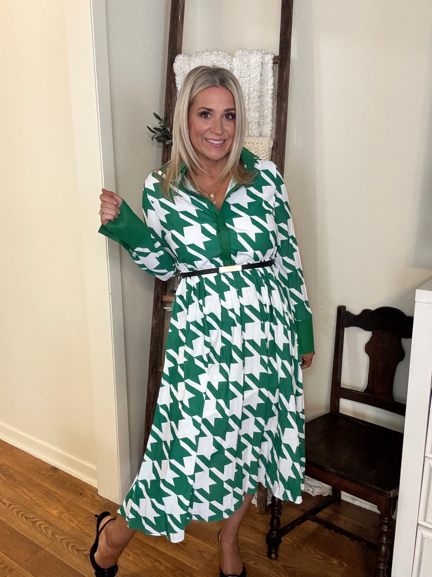 Houndstooth Midi Dress- FINAL SALE