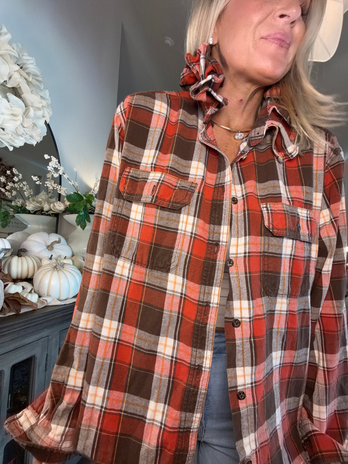 Flannel Plaid Ruffle- L