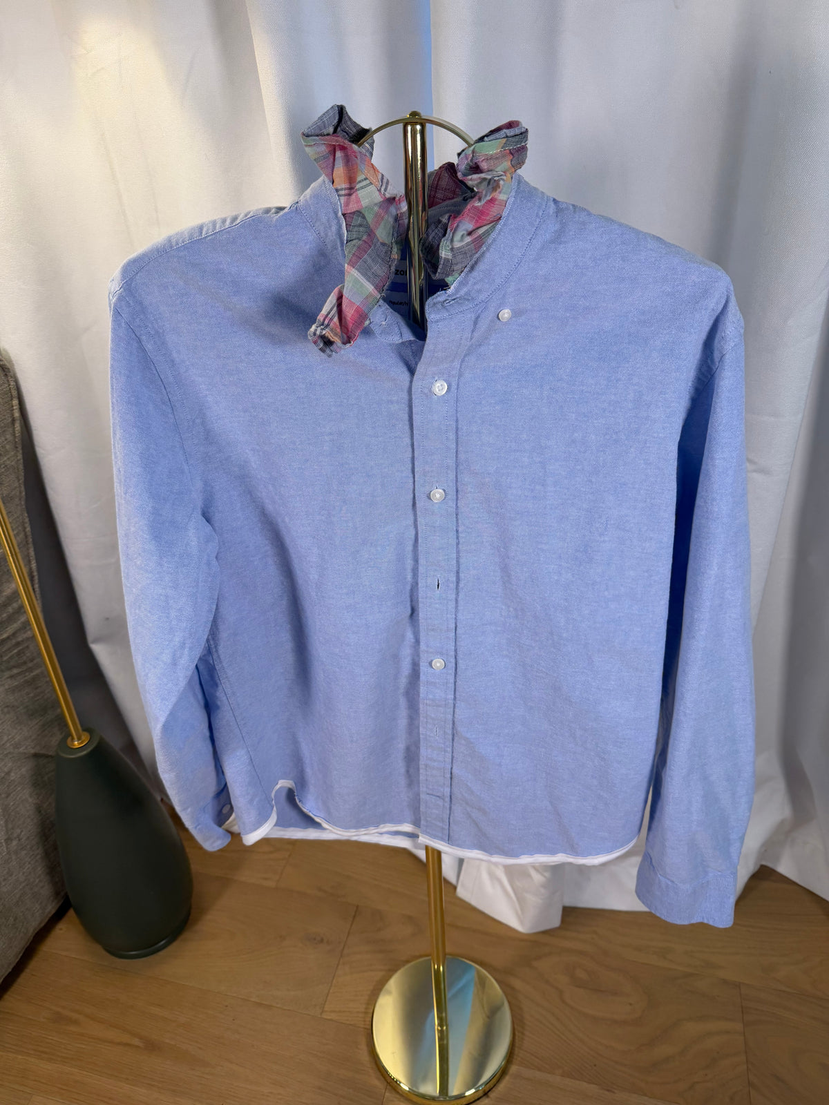 Chambray & Plaid Ruffle-M