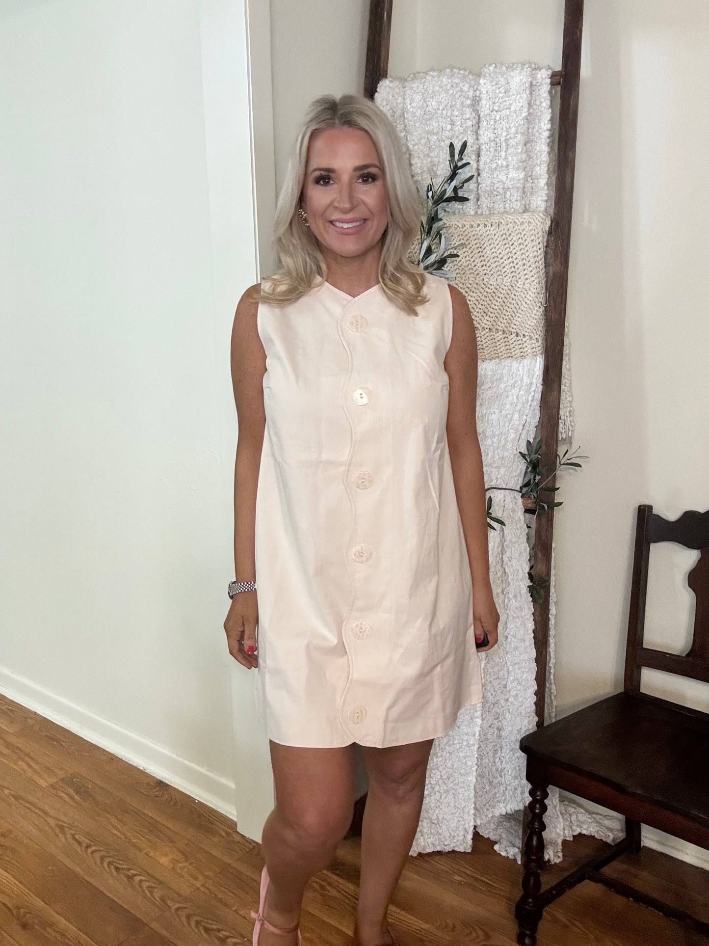 Wavy Trim Dress- FINAL SALE
