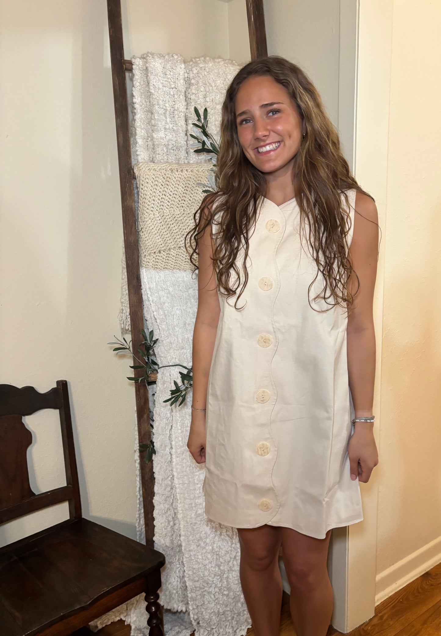 Wavy Trim Dress- FINAL SALE