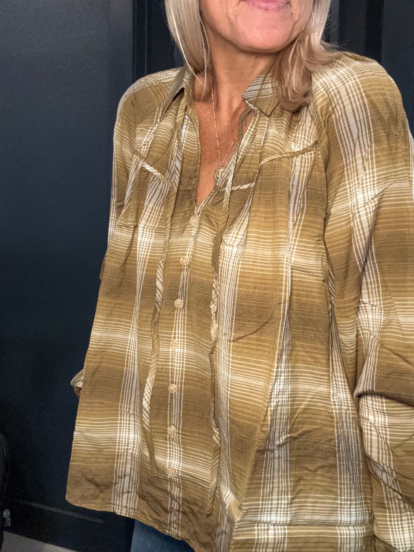 Plaid Peasant Blouse-FINAL SALE