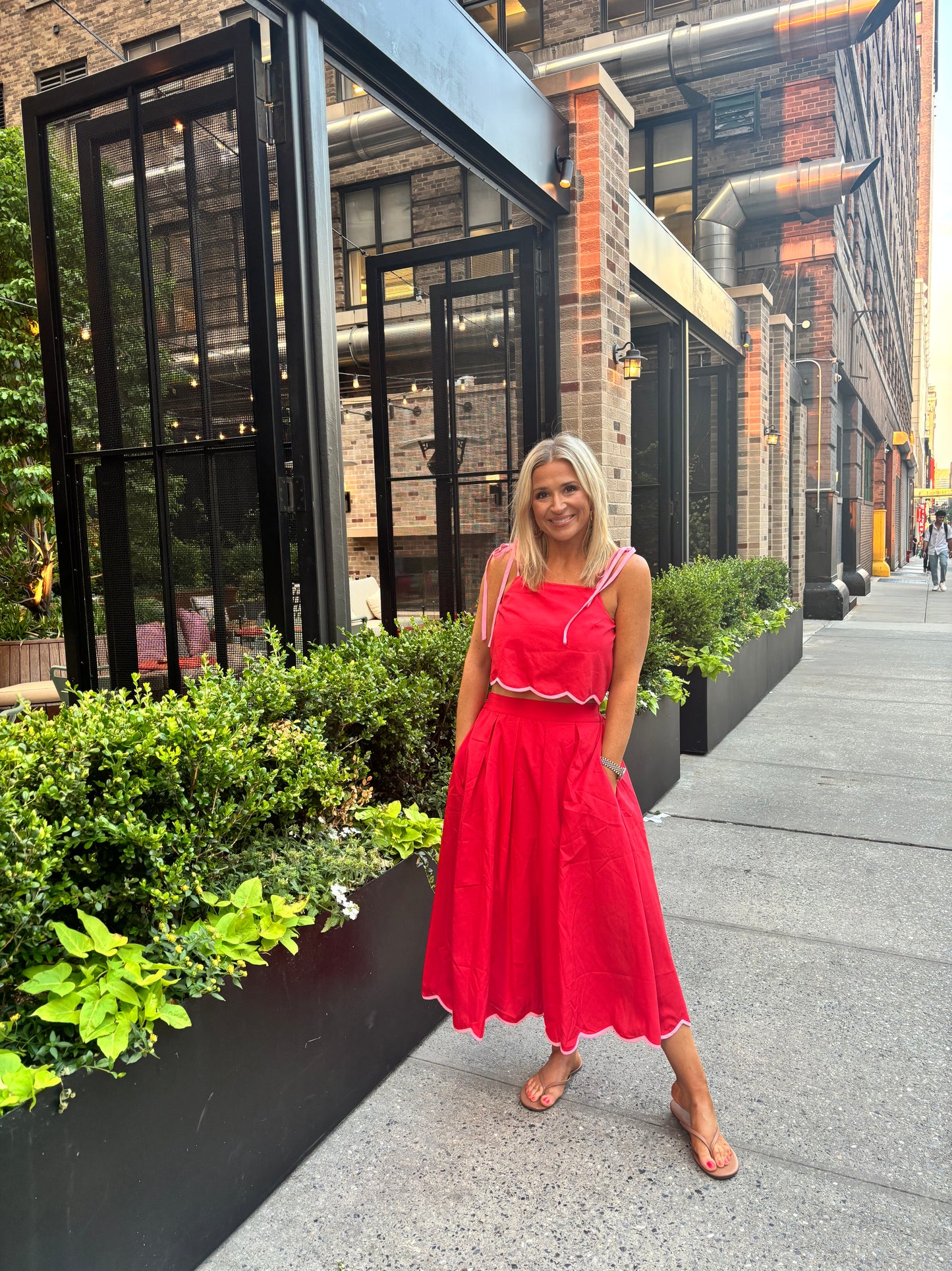 Cherry and Pink Scalloped Skirt- FINAL SALE
