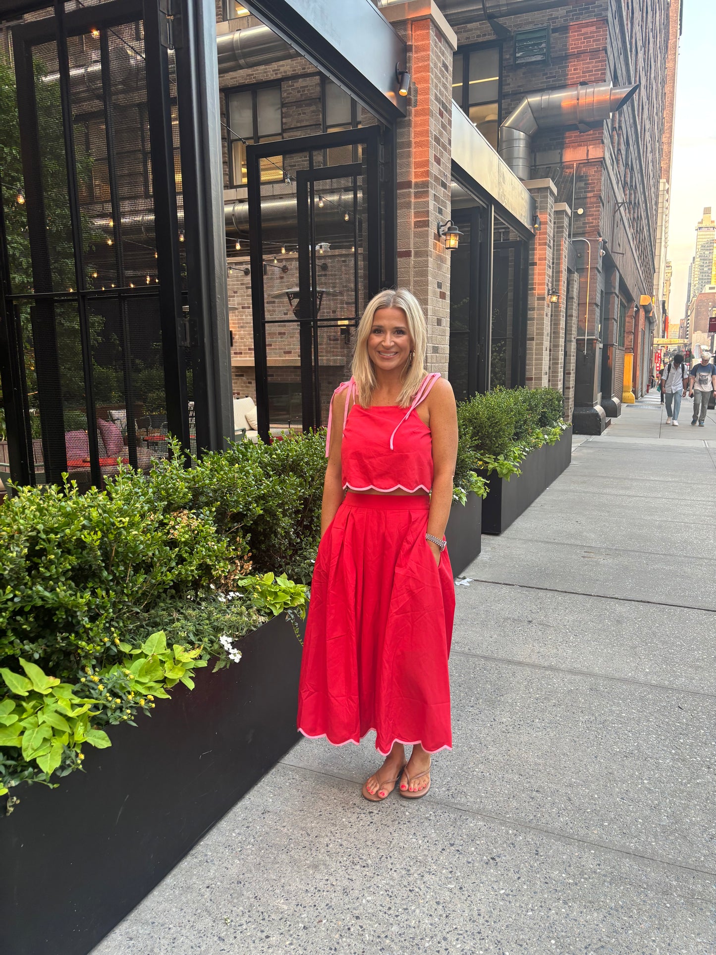 Cherry and Pink Scalloped Skirt- FINAL SALE