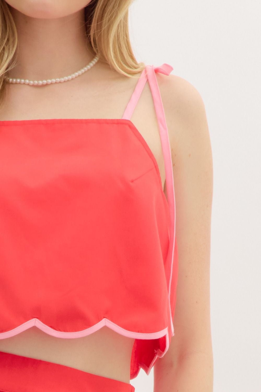 Cherry and Pink Scalloped Top-FINAL SALE