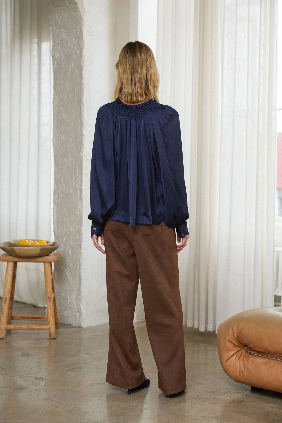 Split Neck Lace Blouse