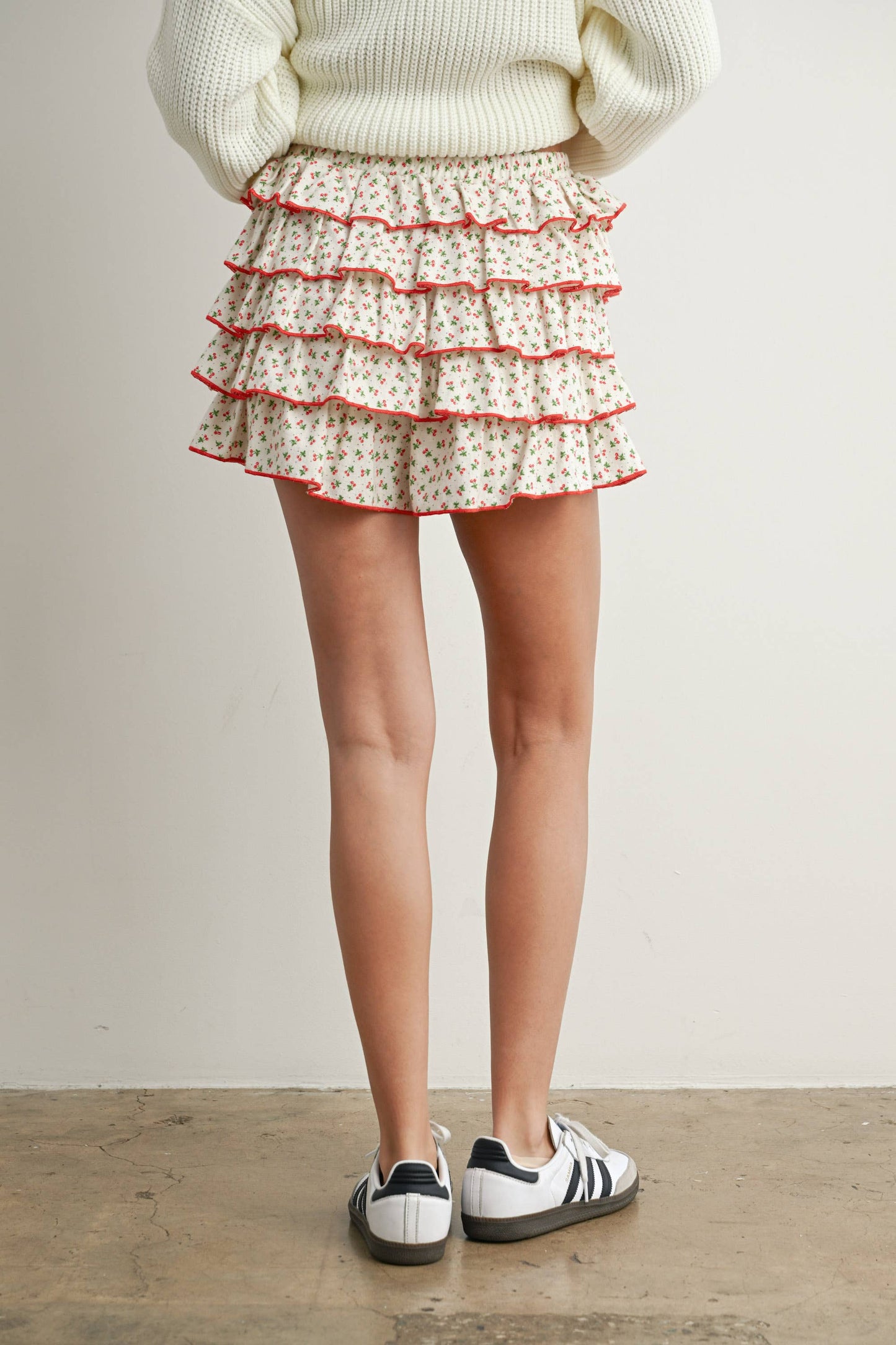 Cherry Ruffled Skort