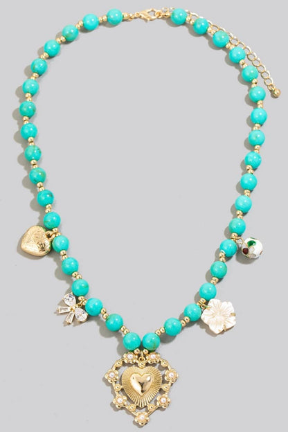Intricate Heart Pendant Beaded Necklace