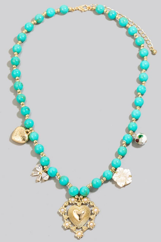 Intricate Heart Pendant Beaded Necklace