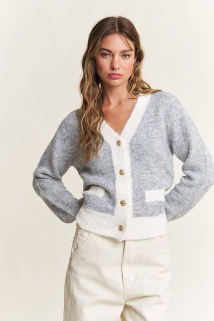 Cara Contrast Cardigan-FINAL SALE