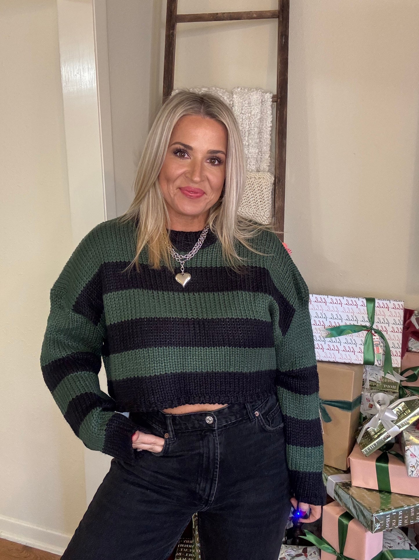 Olivia Cropped Striped Sweater-FINAL SALE