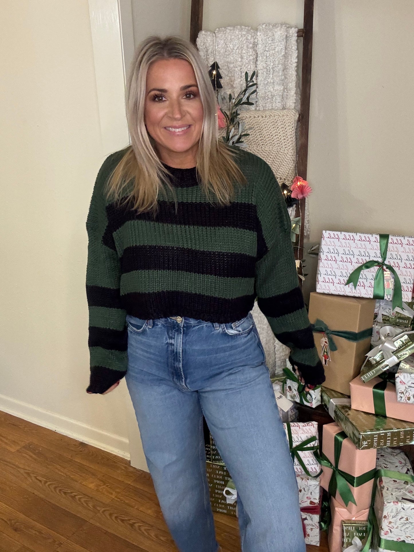 Olivia Cropped Striped Sweater-FINAL SALE