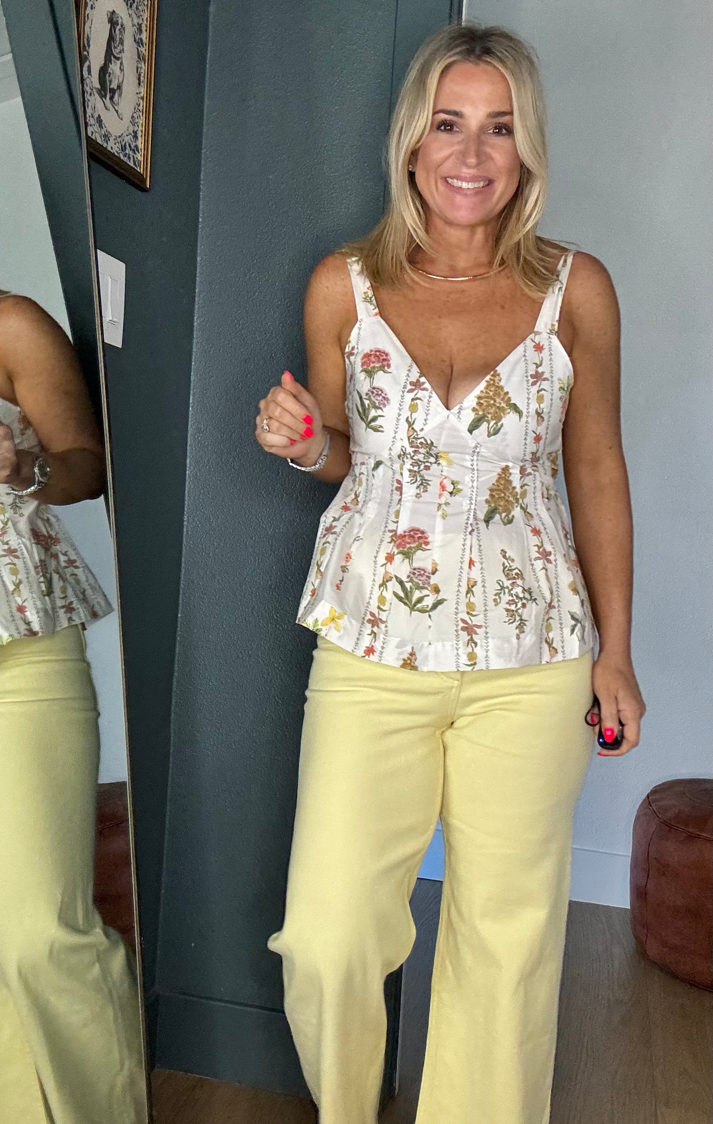 Floral Fantasy Peplum Top | White Botanical Corset Blouse