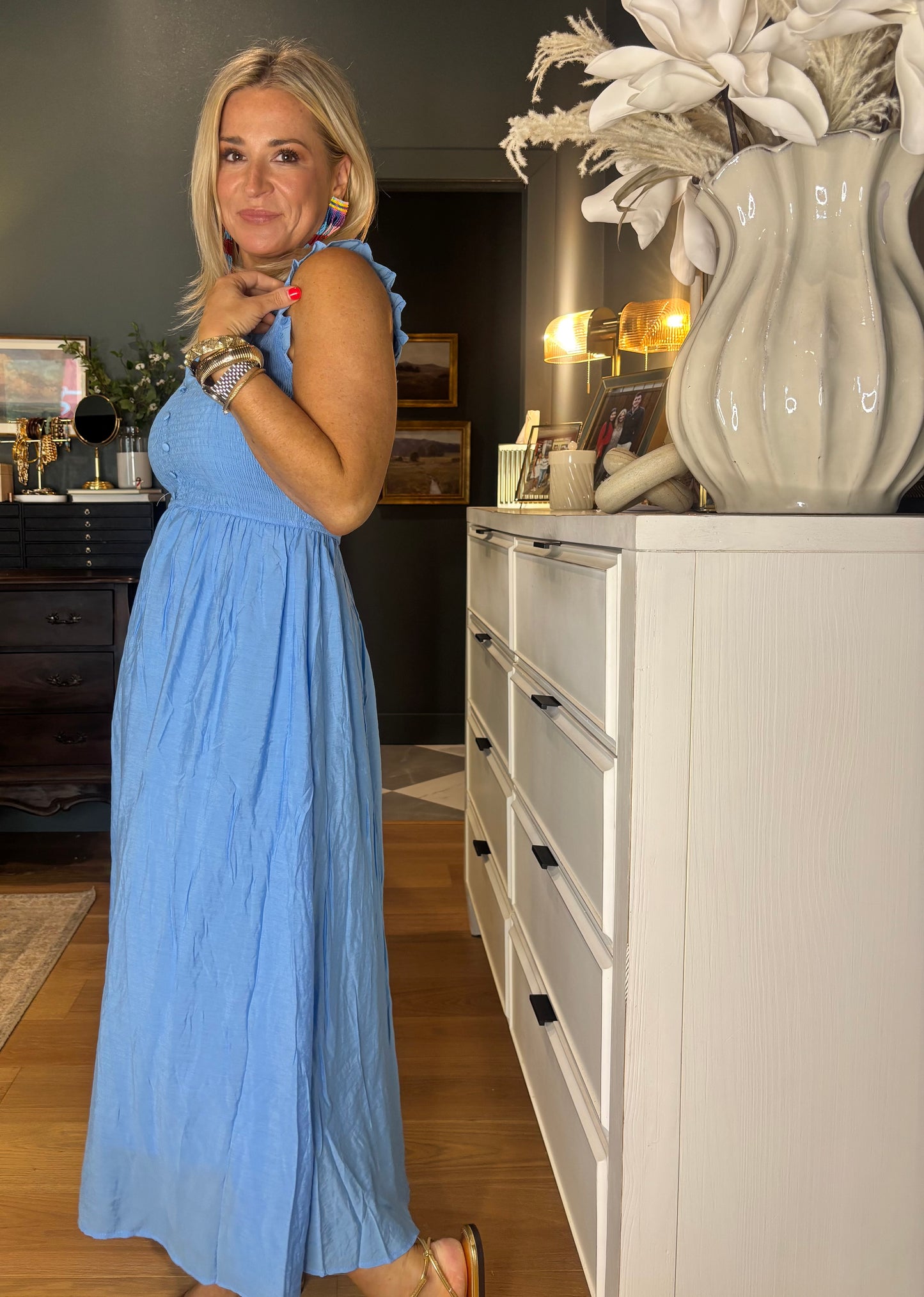Sweetheart Smocked Midi- FINAL SALE