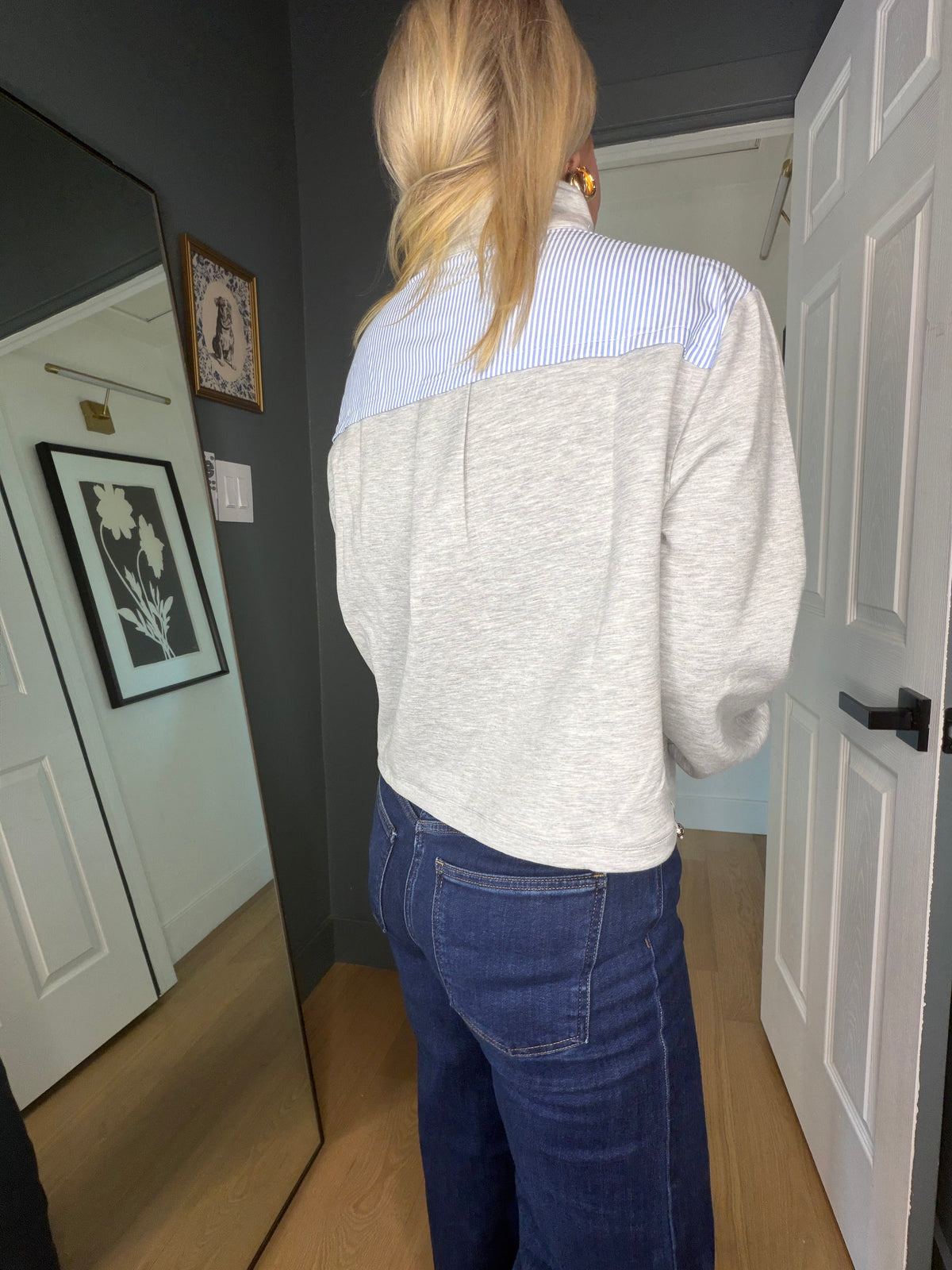 Color Block Zip Up Mock