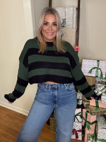 Olivia Cropped Striped Sweater-FINAL SALE