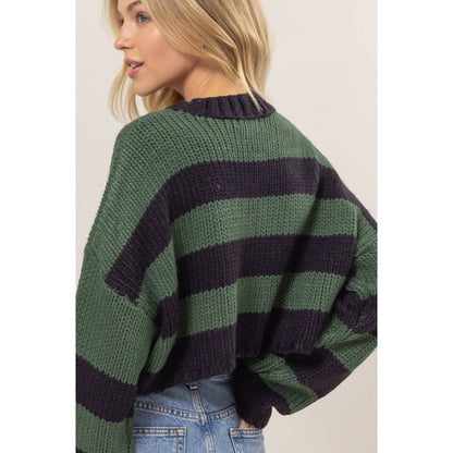 Olivia Cropped Striped Sweater-FINAL SALE