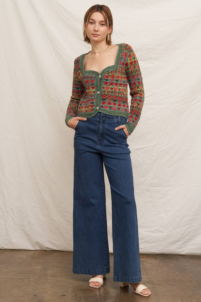 Floral Jacquard Cardigan