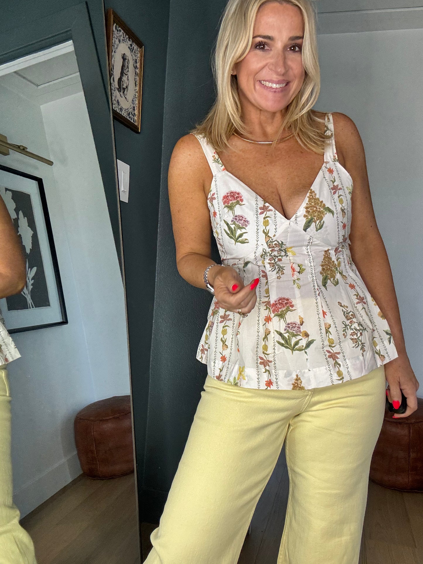 Floral Fantasy Peplum Top | White Botanical Corset Blouse