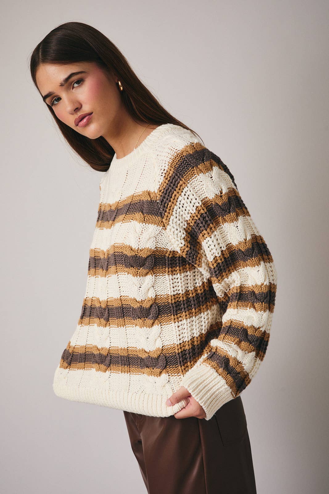 Cables & Stripes Sweater- FINAL SALE