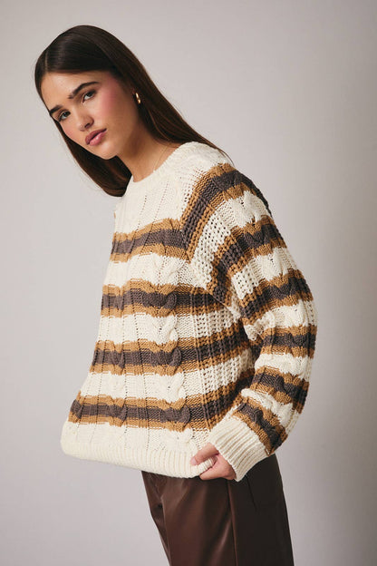 Cables & Stripes Sweater- FINAL SALE