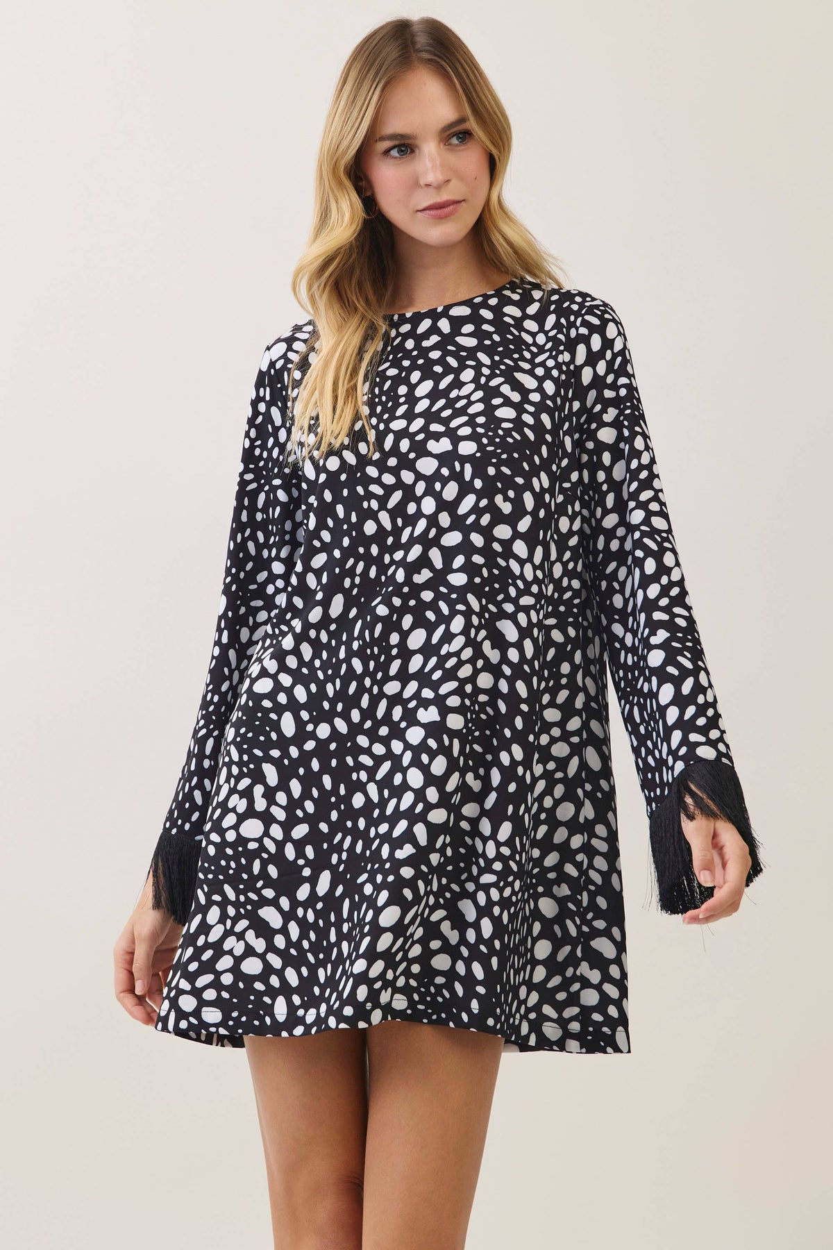 Spotted Fringe Mini Dress