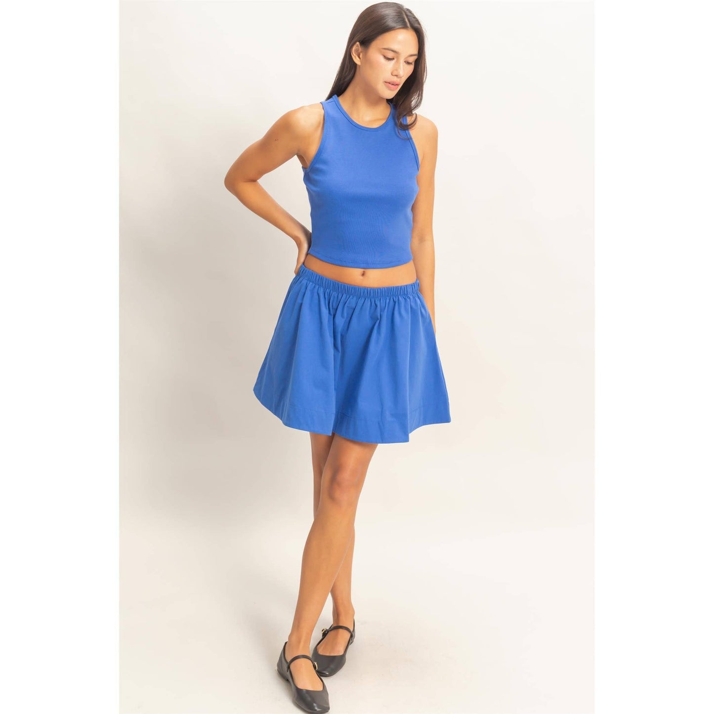 Sleeveless Ribbed Top And Skirt Set- FINAL SALE