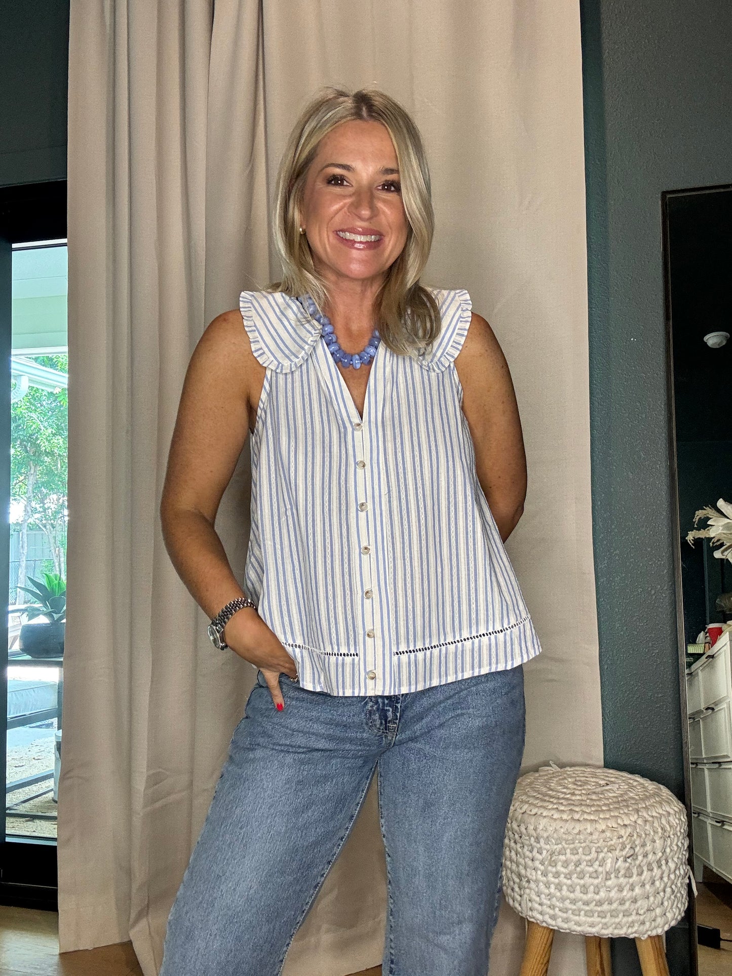 Chambray Striped Tank