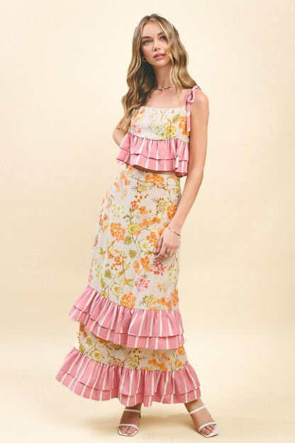 Floral & Stripes Top- FINAL SALE