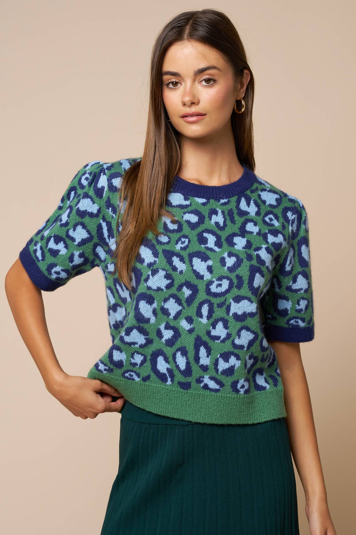 Leopard Knit Top
