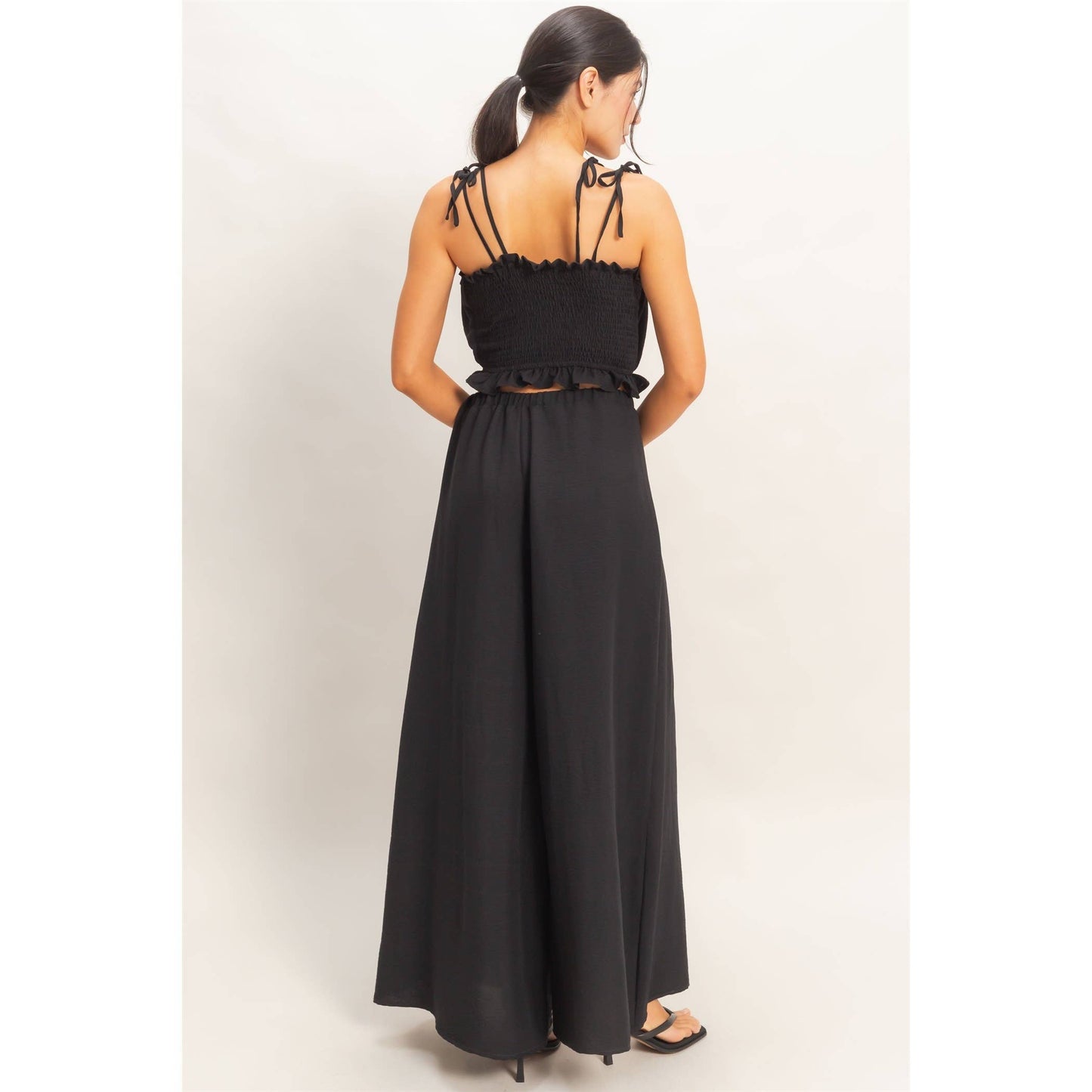 Ruffle Smocked Bust Top & Wide Pants