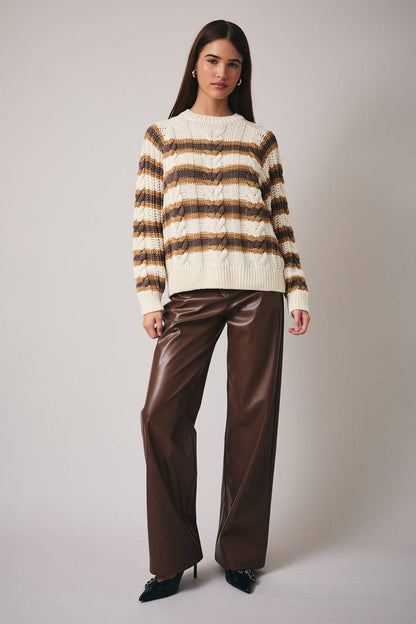 Cables & Stripes Sweater- FINAL SALE