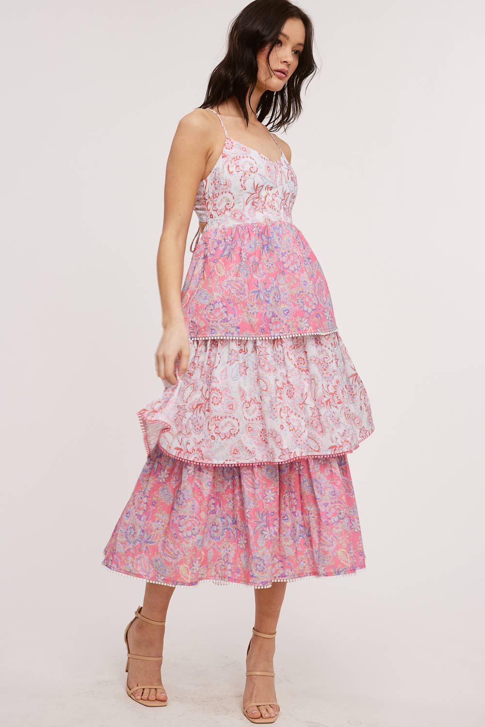 Vintage Paisley Tiered Midi Dress