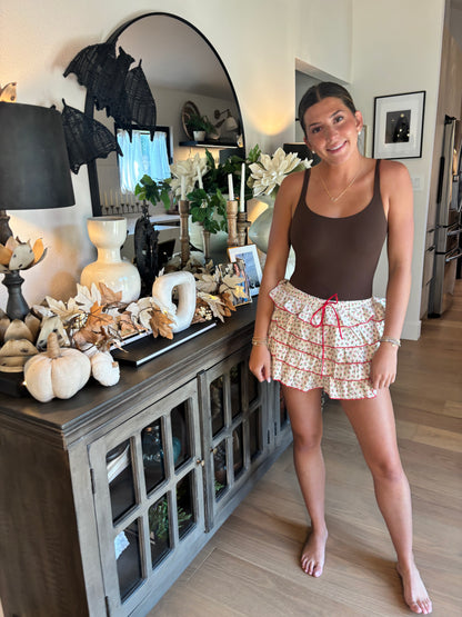 Cherry Ruffled Skort
