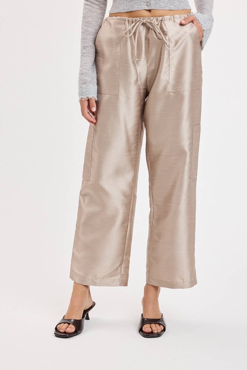 Taffeta Cropped Cargo Pants