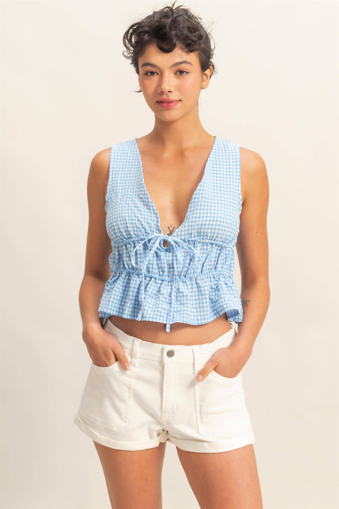 Sleeveless Gingham Top- FINAL SALE