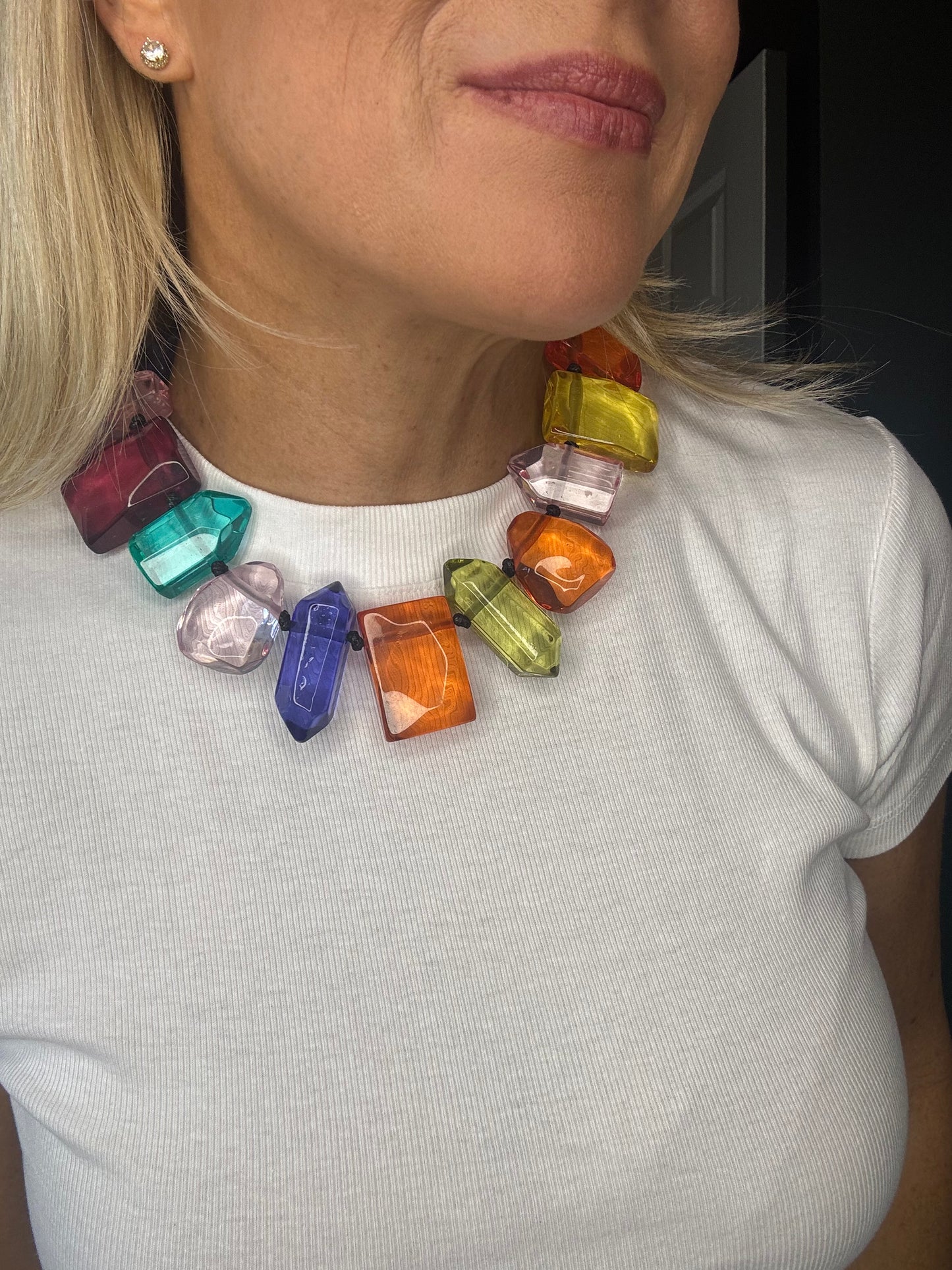 Toggle Chunky Transparent Multicolor Bead Necklace