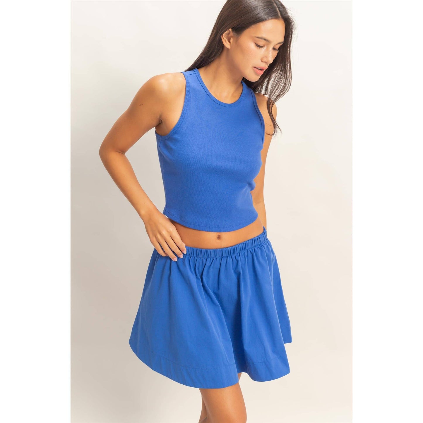Sleeveless Ribbed Top And Skirt Set- FINAL SALE