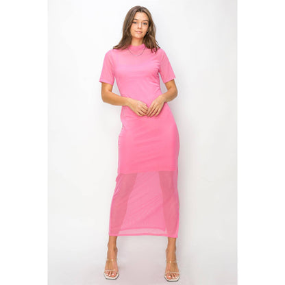 Layered Mesh Maxi Dress