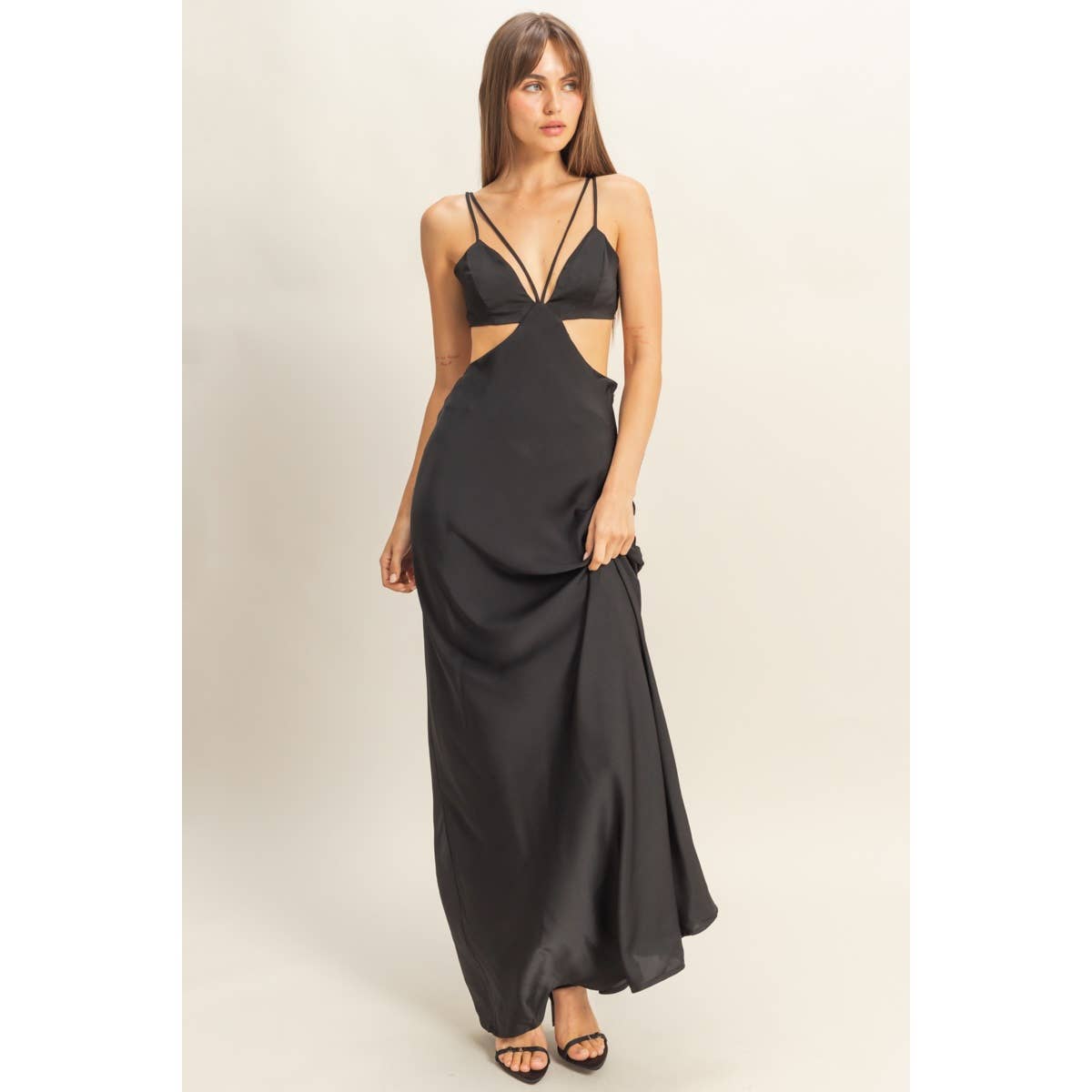 Cutout Back-Tie Maxi Dress-FINAL SALE