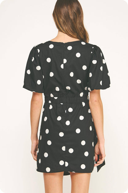 Ruched Dot Mini Dress
