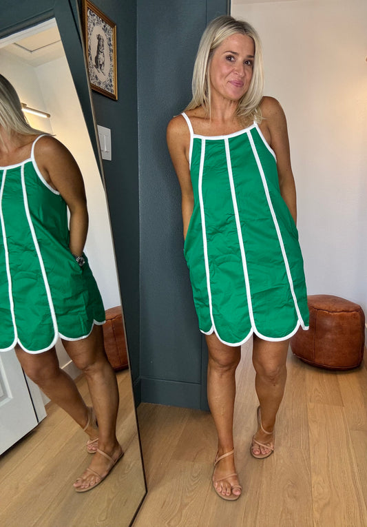 Contrast Scallop Mini Dress- FINAL SALE