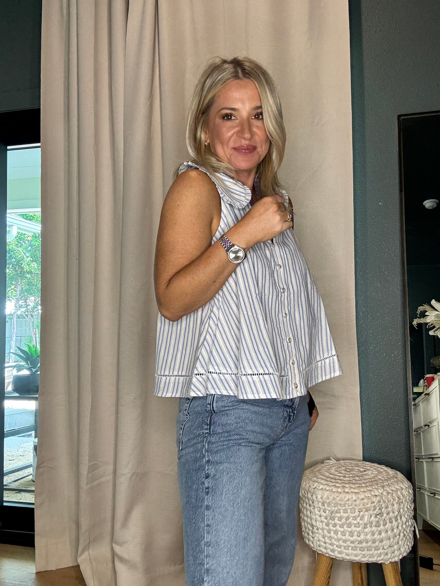 Chambray Striped Tank